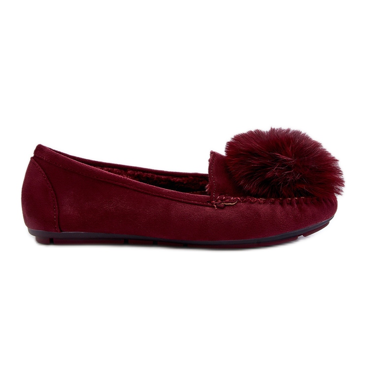 Mocassini da Donna con Pelliccia, Novas Bordeaux rosso