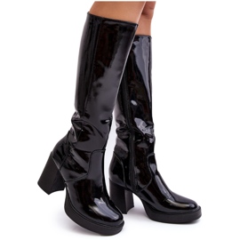 Diamantique Stivali da donna con tacco alto in vernice Nero Efatina