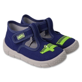 Ciabatte per bambini Befado con velcro 631P021 blu/verde