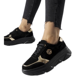 Sneakers in pelle nera con strass Galileo nero