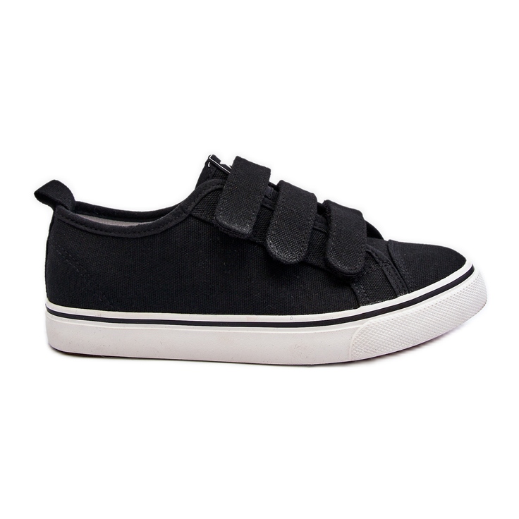 Sneakers Basse da Bambino con Velcro Nere Dilan nero
