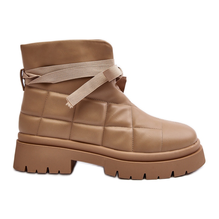 Stivaletti Da Donna Con Trapuntatura E Allacciatura Khaki Bizzanti beige