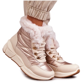 NEWS Stivali da neve da donna Lazi -UP con pelliccia beige