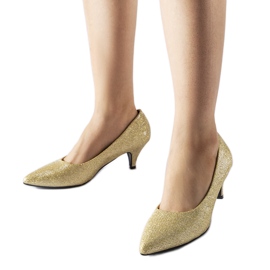 Décolleté pescara basse in broccato oro d'oro