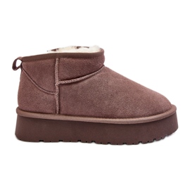 Stivali da neve bassi in pelle scamosciata kaki nucca alla moda beige
