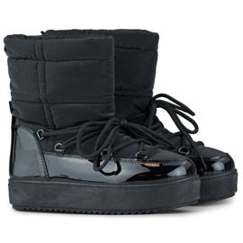 Doposci da donna neri con suola spessa, scarpe invernali nero