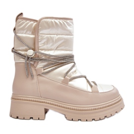 Stivali da neve da donna beige con allacciatura decorativa Rilana
