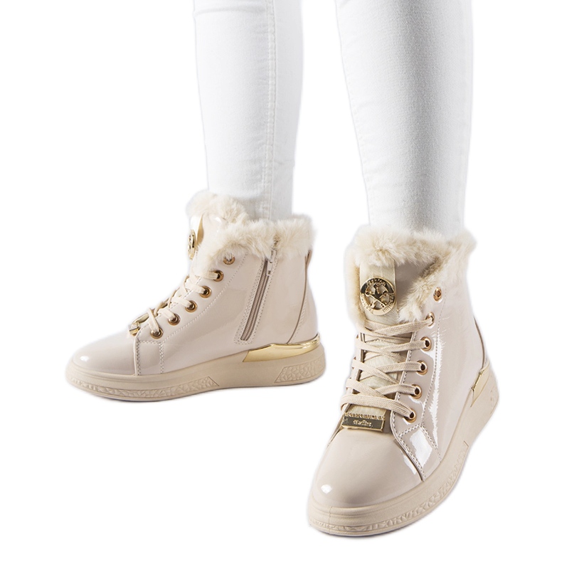 Sneakers beige foderate in pelliccia Lubriano