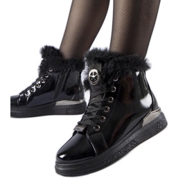 Sneakers nere foderate in pelliccia Lubriano nero