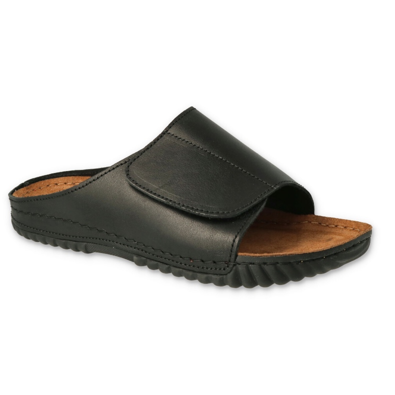 Ciabatte da uomo in pelle Befado con velcro 158M020 nere nero