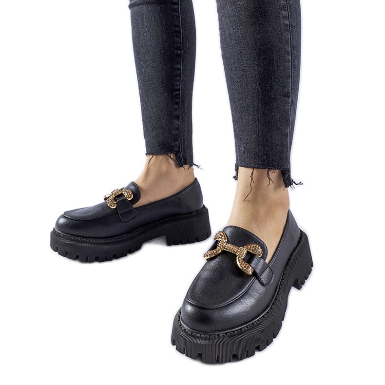 Mocassini neri decorati con strass Uzzone nero