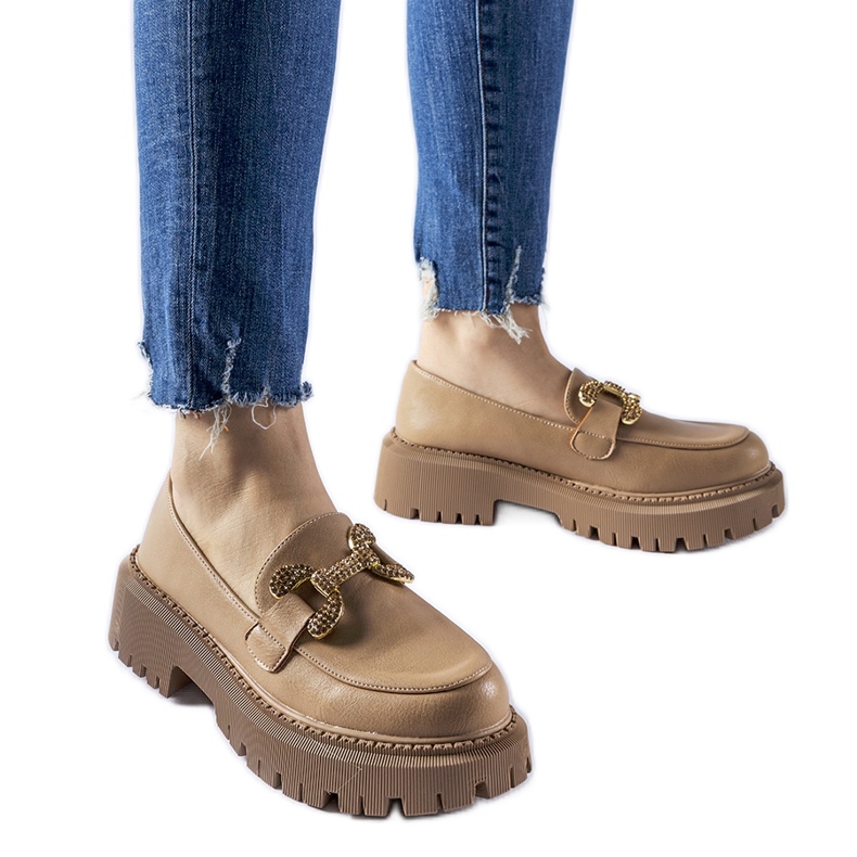 Mocassini beige decorati con strass Uzzone