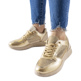 Sneaker beige e oro con filo decorativo di Facondo d'oro