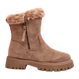 NEWS Stivali in pelle scamosciata femminile con pelliccia beige