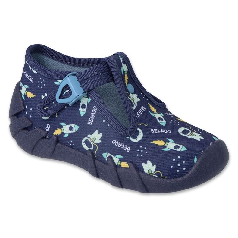 Pantofole per bambini Befado con fibbie 110N482, blu navy