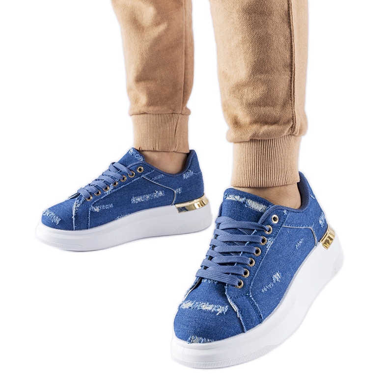 Sneakers blu con plateau di Osson