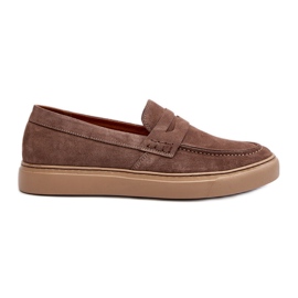 Mocassini da uomo in pelle scamosciata Zazoo 1574, Beige scuro