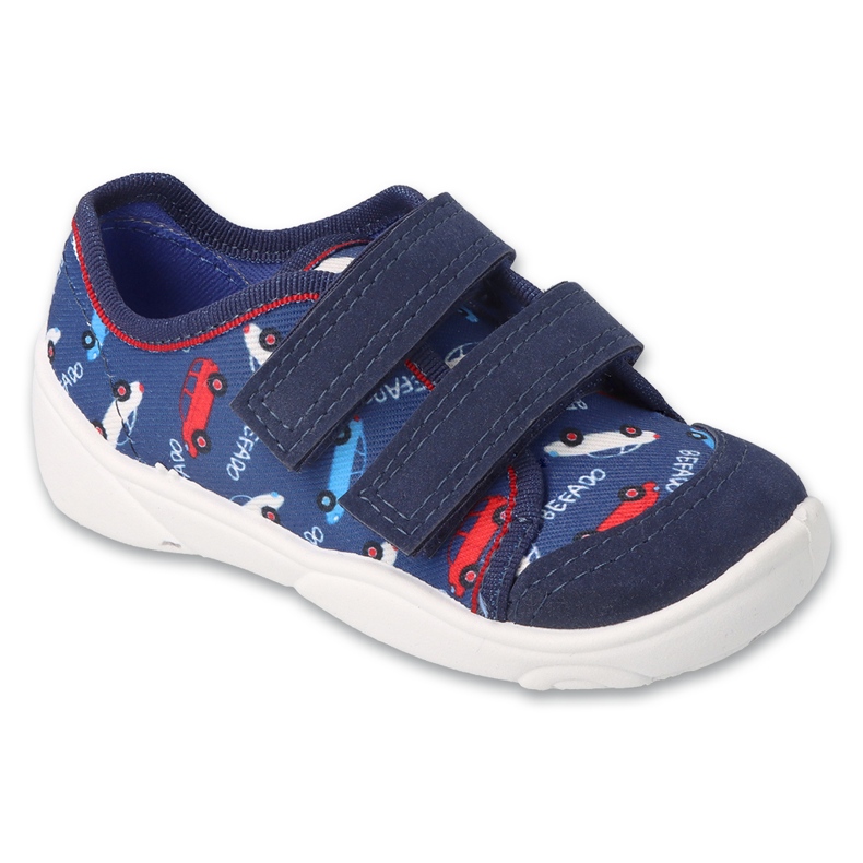 Pantofole per bambini Befado 907P162 blu navy con macchinine
