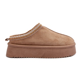Pantofole Sylva Beige Con Suola Spessa Realizzate In Eco Pelle Scamosciata