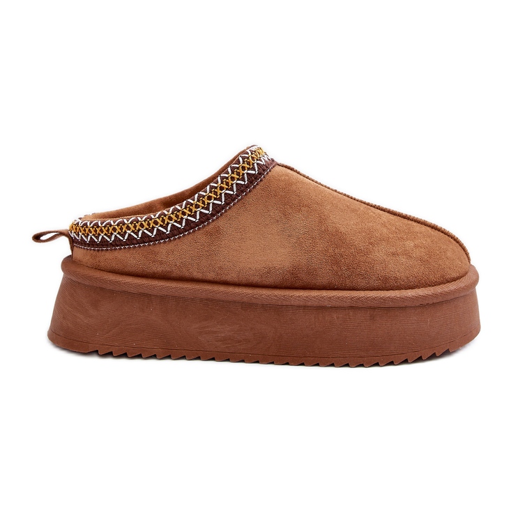 Ciabatte con suola spessa realizzate in eco-camoscio Camel Sylva marrone