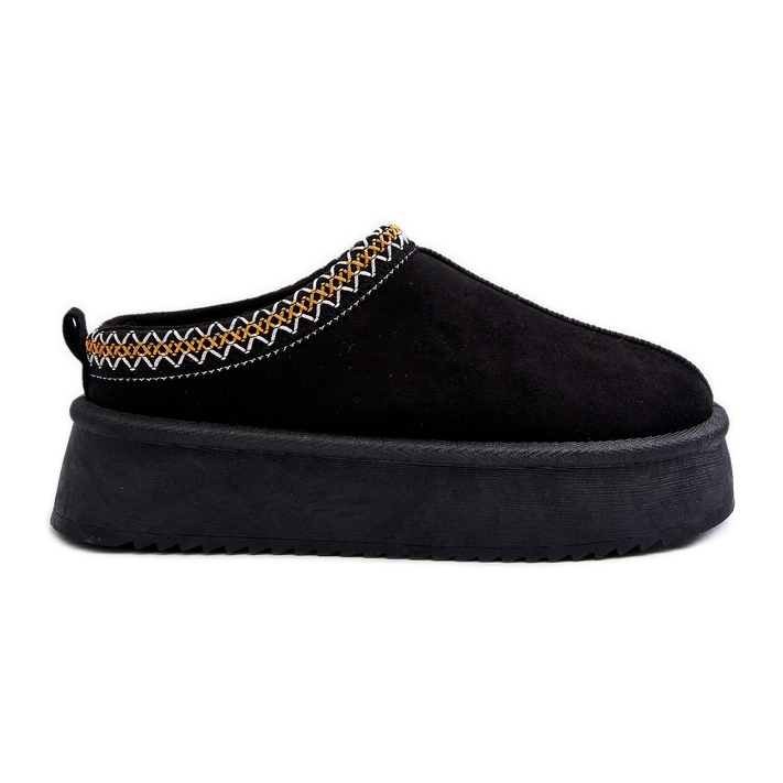 Ciabatte con suola spessa in eco suede, Nero Sylva