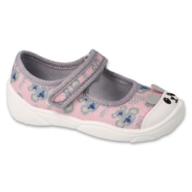 Pantofole per bambini Befado 209P038 rosa-argento