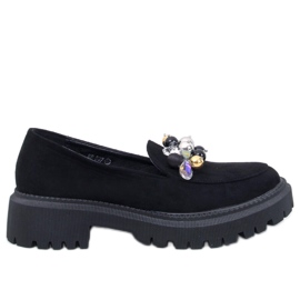 Dollin Mocassini platform neri con cristalli nero