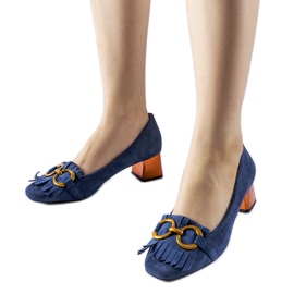 Décolleté Basso blu navy con tacco alto