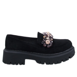 Heidi Mocassini neri con cristalli nero