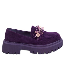 Mocassini Heidi con cristalli viola