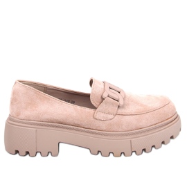 Mocassini Leena Khaki con plateau e fibbia beige