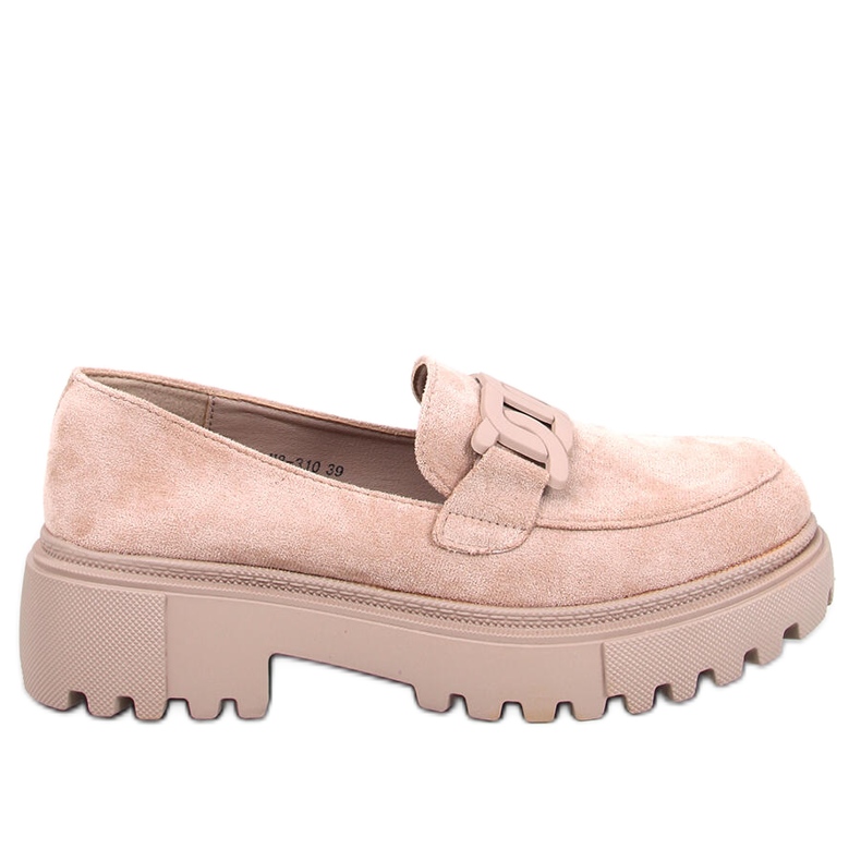 Mocassini Leena Khaki con plateau e fibbia beige