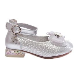 Ballerine per bambini con fiocco argentato Nanthea d'argento