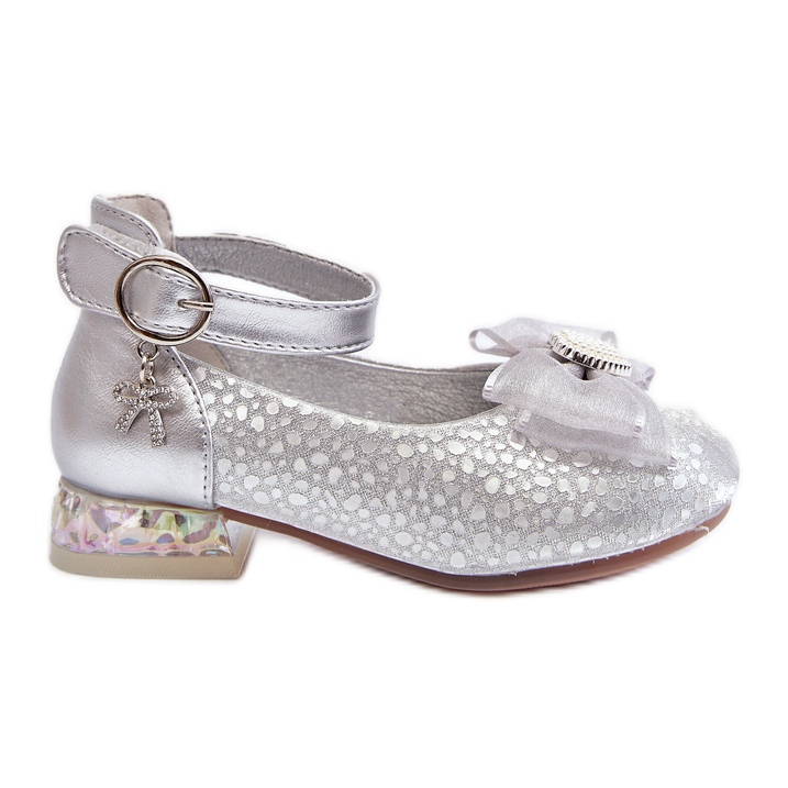 Ballerine per bambini con fiocco argentato Nanthea d'argento