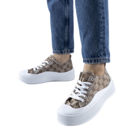 Sneakers marroni decorate con il monogramma Cavi beige