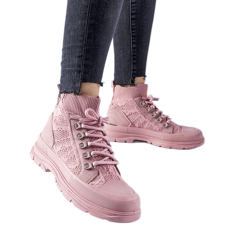 Sneakers alte Casalma in tessuto rosa