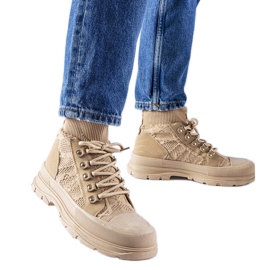 Sneakers alte in tessuto beige di Casalma