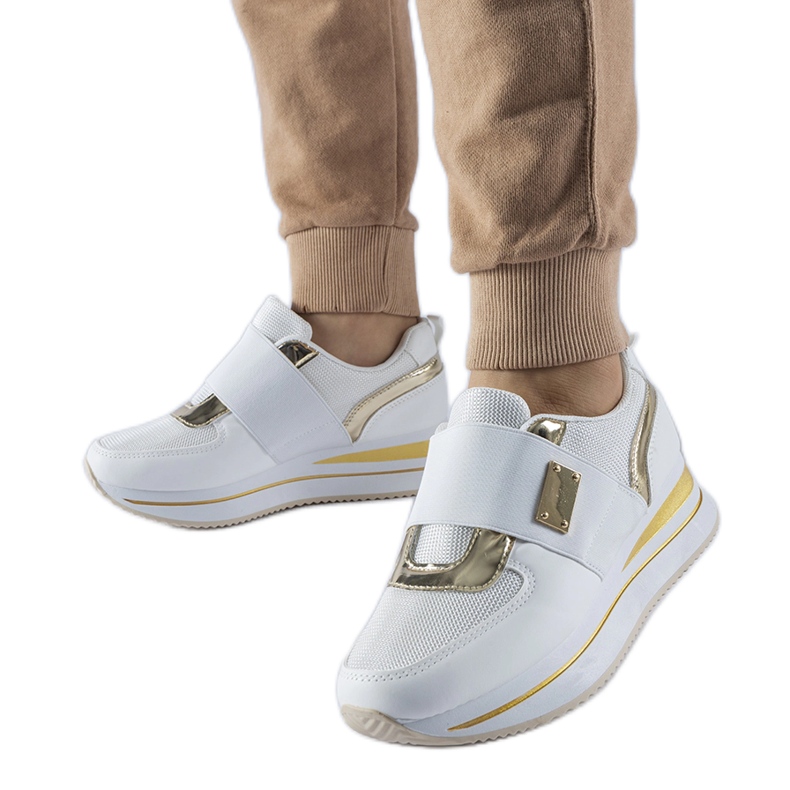 Sneakers slip-on bianche con plateau Sages bianca