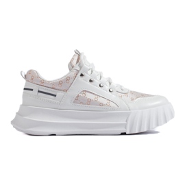 Scarpe sportive da donna bianche con suola spessa bianca