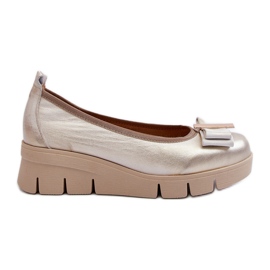 Lewski Shoes Ballerine in pelle su plateau con decorazione, Golden Lewski 3384 d'oro