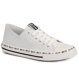 Sneakers basse in eco pelle traforata, Big Star bianche FF274024 bianco