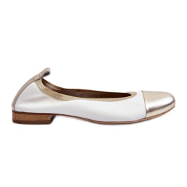 Zazoo 2890 Ballerine in pelle Bianco e Oro