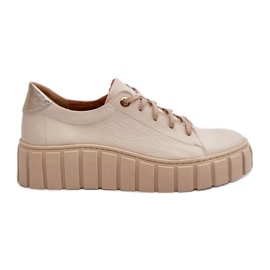 Zazoo 2919 Scarpe da Donna in Pelle con Suola Spessa, Beige