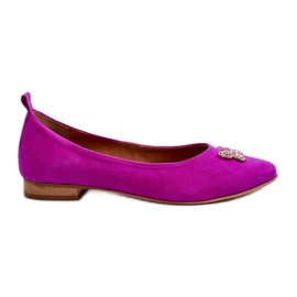 Zazoo 2887 Ballerine In Camoscio Con Farfalla Decorativa Fucsia rosa