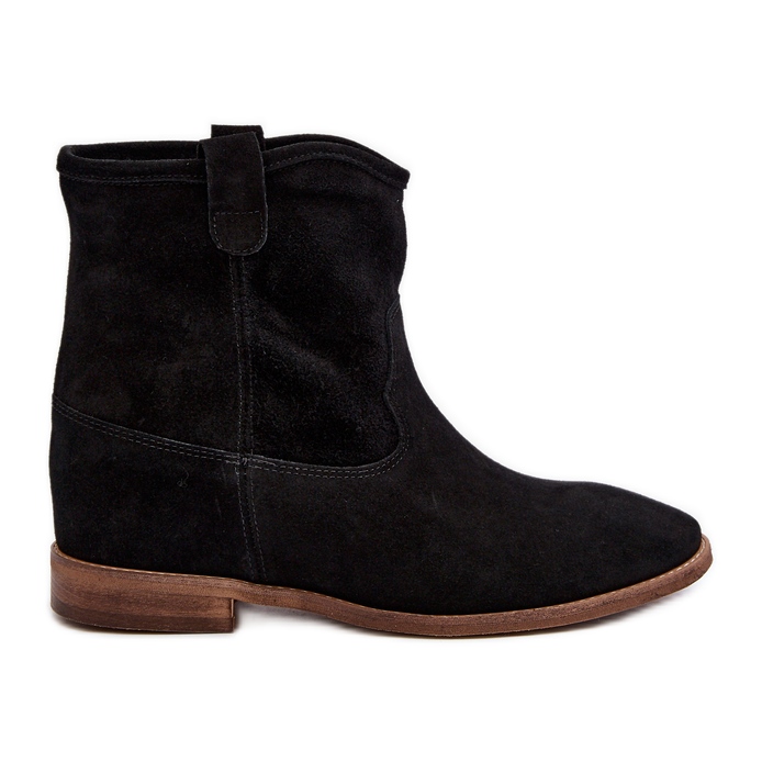 Zazoo 2326 Stivaletti slip-on da donna in pelle scamosciata, neri nero