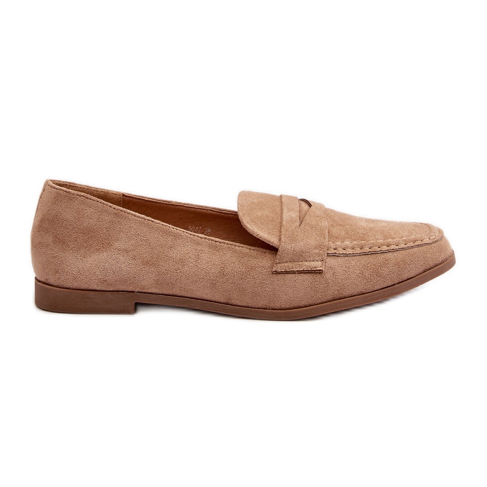 Mocassini classici in olevino beige scuro da donna