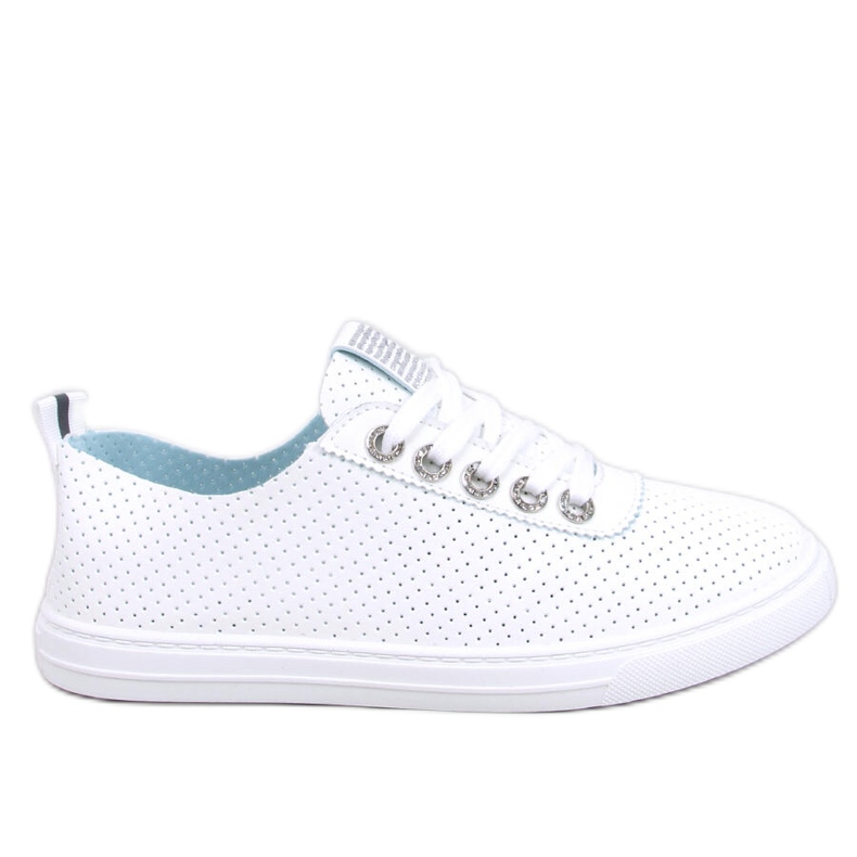 Sneakers traforate da donna Pluss All White bianca