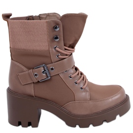 Stivali stringati con tacco Brooks Khaki marrone