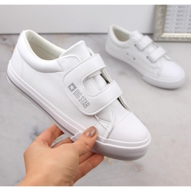 Sneakers da bambino in pelle ecologica con velcro, Big Star bianca LL374071 bianco