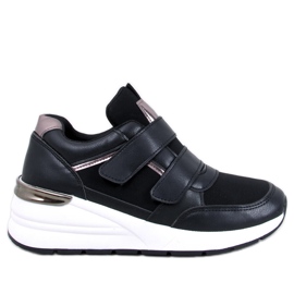 Moulton Sneakers nere con zeppa e chiusura in velcro nero